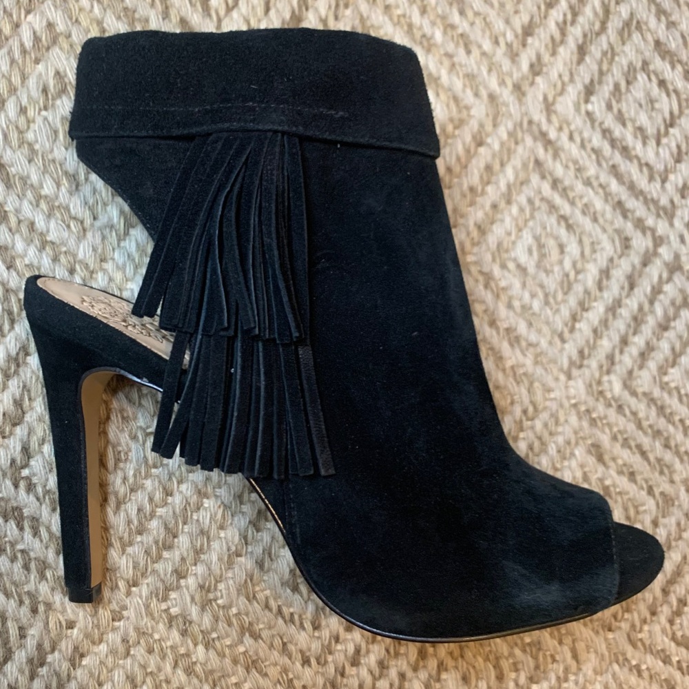 Vince Camuto Black Suede Peep Toe Booties